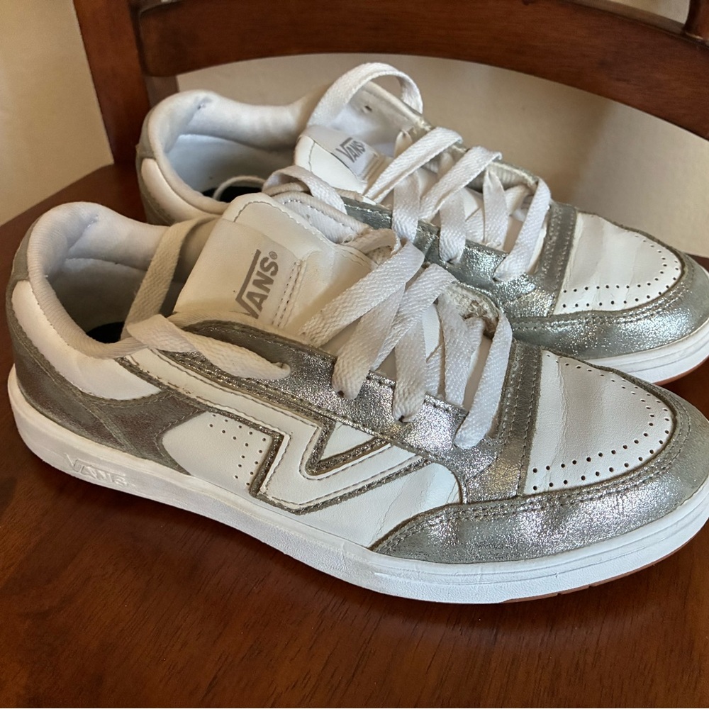 Vans White and Silver Sneakers